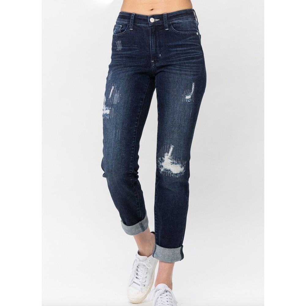 Judy Blue MR Stitched Destroy Double Cuff Boyfriend 82478 Size 0